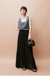 High Waisted Pleated Long Skirt