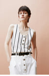 Relief Striped U-Neck Vest Tops