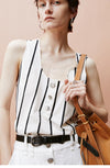 Relief Striped U-Neck Vest Tops