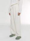 Cotton Wool Blend Wide-Leg Casual Pants