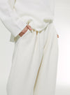 Cotton Wool Blend Wide-Leg Casual Pants