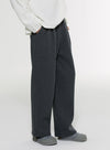 Cotton Wool Blend Wide-Leg Casual Pants