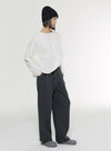 Cotton Wool Blend Wide-Leg Casual Pants