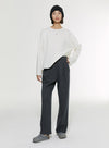 Cotton Wool Blend Wide-Leg Casual Pants