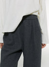 Cotton Wool Blend Wide-Leg Casual Pants