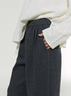 Cotton Wool Blend Wide-Leg Casual Pants