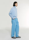 Cotton Wool Blend Wide-Leg Casual Pants