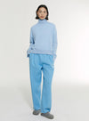 Cotton Wool Blend Wide-Leg Casual Pants