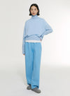 Cotton Wool Blend Wide-Leg Casual Pants