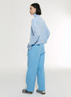 Cotton Wool Blend Wide-Leg Casual Pants