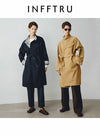 Double Plaid Medium Length Casual Trench Coat