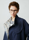 Double Plaid Medium Length Casual Trench Coat