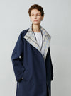 Double Plaid Medium Length Casual Trench Coat