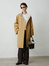 Double Plaid Medium Length Casual Trench Coat