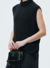 Black Sleeveless Half High Neck Vest