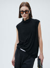 Black Sleeveless Half High Neck Vest