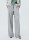 High Waisted Drawstring Straight Wide Leg Pants