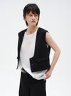 Big U-Neck Triple-Button Vest