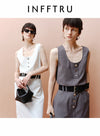 U-Neck Botton Up Strap Vest Tank Tops