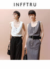 U-Neck Botton Up Strap Vest Tank Tops