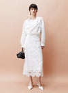 Elegant Hollow Lace White Skirt