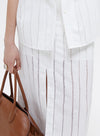 Casual Striped Slit Straight Skirt