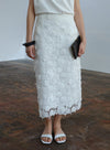 Elegant White Flower Lace Skirt