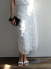 Elegant White Flower Lace Skirt