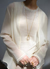 V-Neck Long Sleeved Short Cardigan