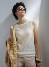 Hollow Knit Linen Tank Top