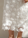 Elegant White Flower Lace Skirt