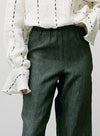 Linen Embroidered Casual Wide Leg Pants