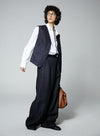 Linen Denim High Waisted Wide Leg Pants