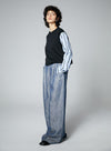 Linen Denim High Waisted Wide Leg Pants