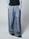 Linen Denim High Waisted Wide Leg Pants