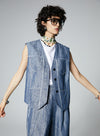 Sleeveless Linen Layered Vest