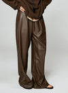 Vintage PU Wide-Leg Leather Pants