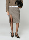 Slit Design Lady Wool Skirt