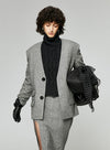 V-Neck Wool Suit Jacket