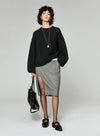 Slit Design Lady Wool Skirt