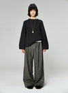 Vintage PU Wide-Leg Leather Pants