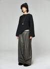 Vintage PU Wide-Leg Leather Pants