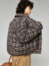 Plaid Short White Goose Down Jacket