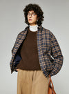 Plaid Short White Goose Down Jacket