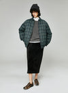 Plaid Short White Goose Down Jacket