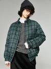 Plaid Short White Goose Down Jacket