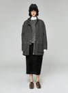 Striped Wool Blend Tweed Coat