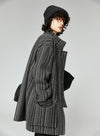 Striped Wool Blend Tweed Coat