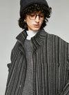 Striped Wool Blend Tweed Coat