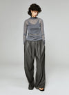 Vintage PU Wide-Leg Leather Pants